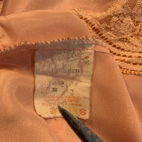 Vintage Pink Satin Lace Square Neck Crop Lingerie Top Camisole - Picture 6 of 9